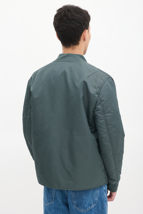 Acne Studios Green Nylon Two Pocket Bomber Jacket