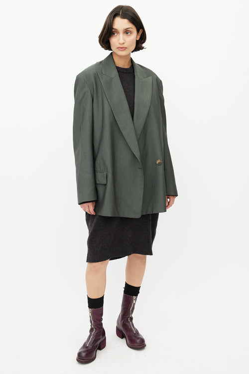 Acne Studios Green Wool Double Breasted Blazer