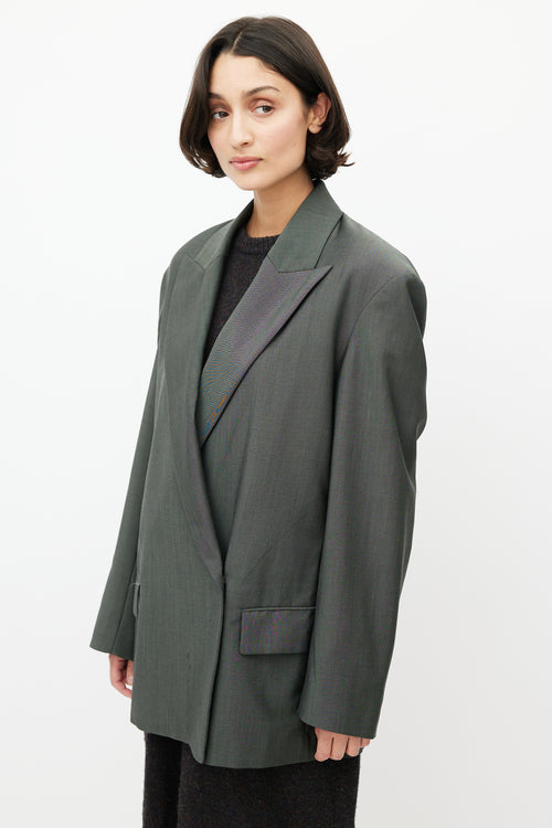 Acne Studios Green Wool Double Breasted Blazer