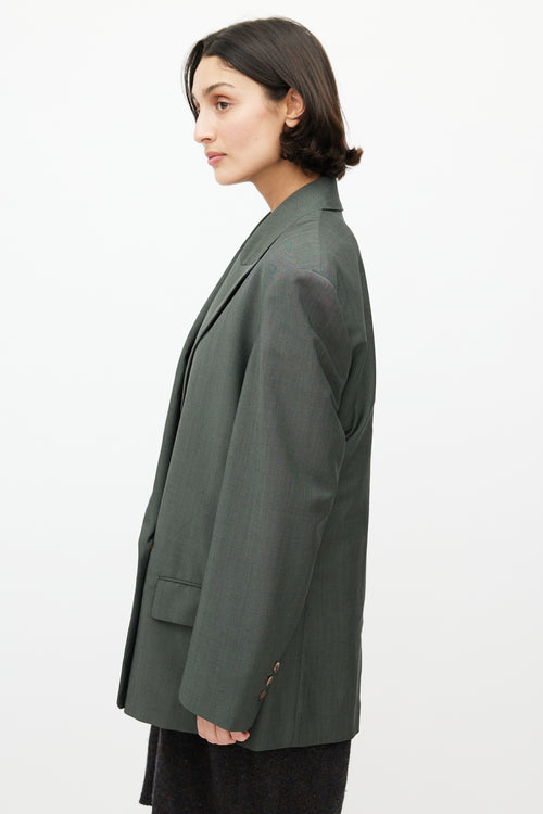 Acne Studios Green Wool Double Breasted Blazer