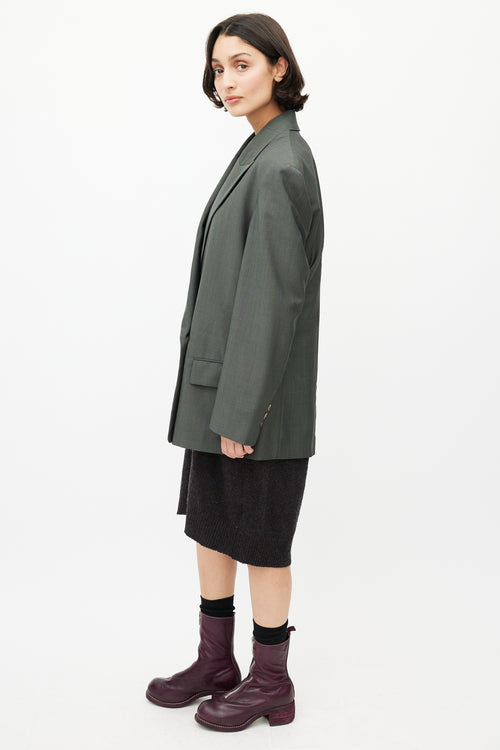 Acne Studios Green Wool Double Breasted Blazer