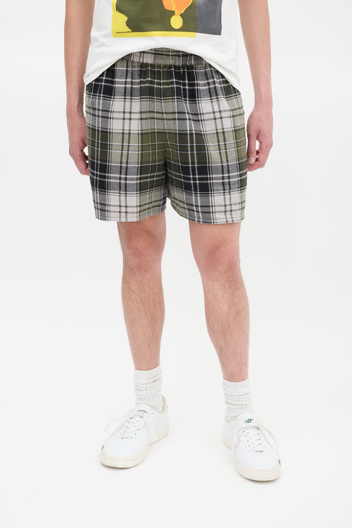 Acne Studios Green Plaid Drawstring Shorts