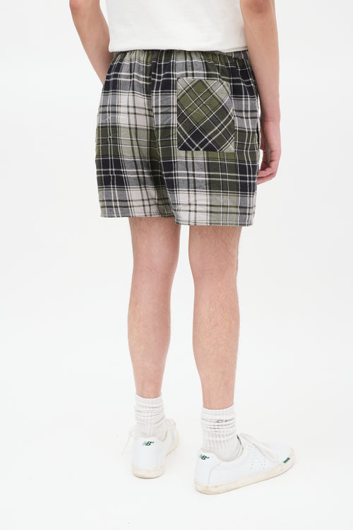 Acne Studios Green Plaid Drawstring Shorts