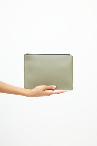 Acne Studios Green Rectangular Leather Pouch