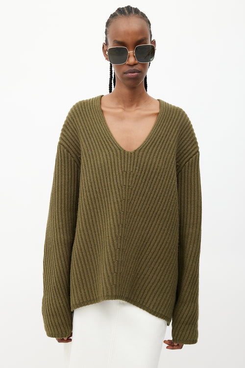 Acne Studios Green Ribbed Wool Sweater