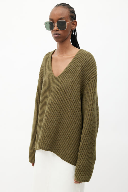 Acne Studios Green Ribbed Wool Sweater