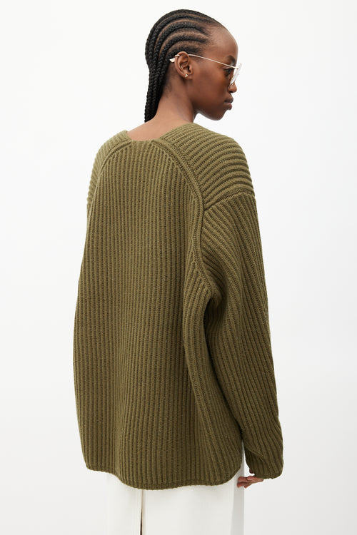 Acne Studios Green Ribbed Wool Sweater