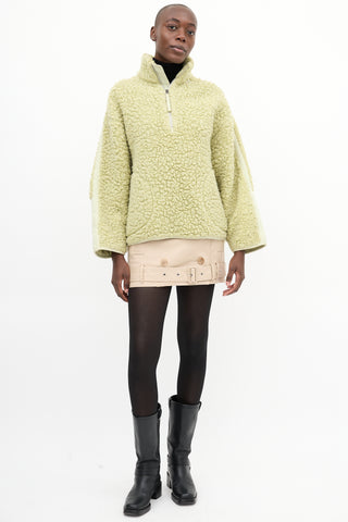 Acne Studios Green Sherpa Half Zip Sweater