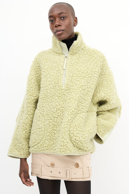 Acne Studios Green Sherpa Half Zip Sweater