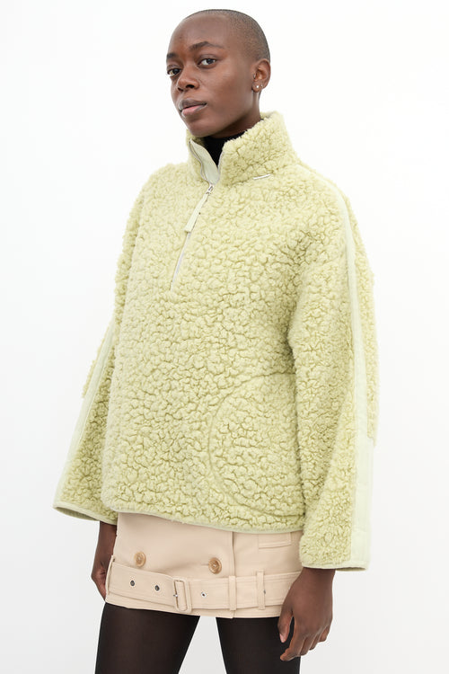 Acne Studios Green Sherpa Half Zip Sweater