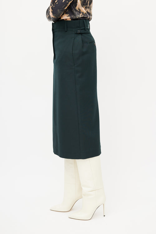 Acne Studios Green Wool Midi Skirt