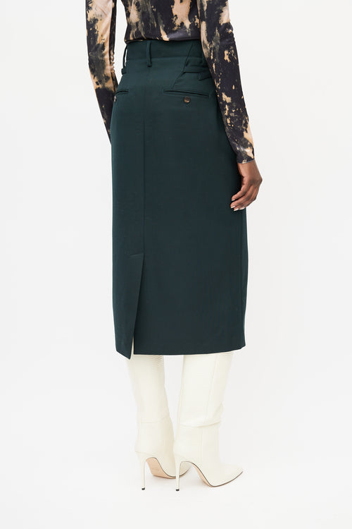 Acne Studios Green Wool Midi Skirt