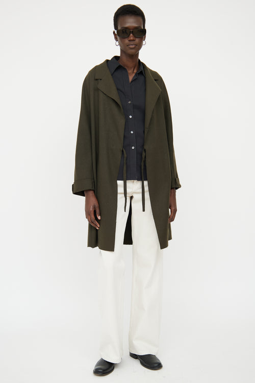 Acne Studios Green Wool Blend Wrap Jacket