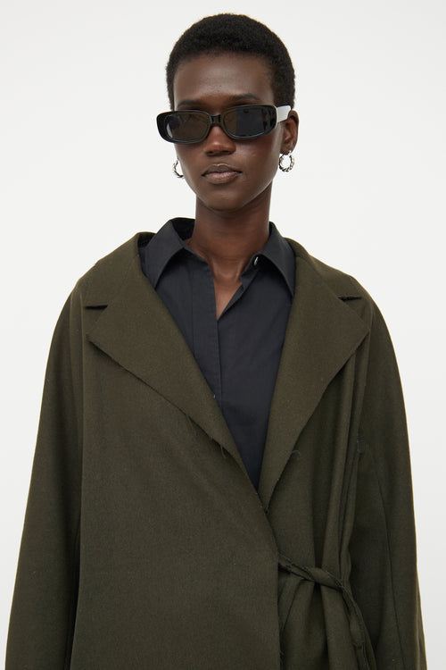 Acne Studios Green Wool Blend Wrap Jacket