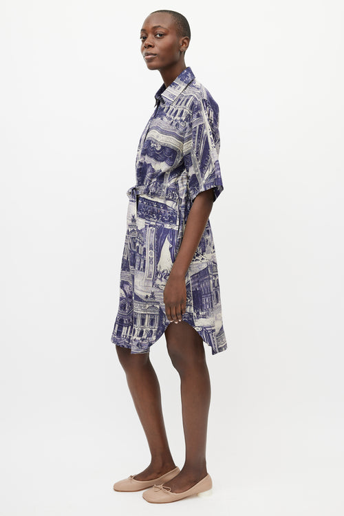 Acne Studios Grey 
Blue Theatre Linen Belted Dress