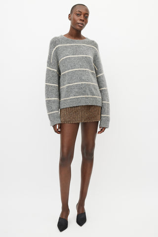 Acne Studios Grey 
Cream Wool Knit Striped Sweater