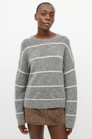 Acne Studios Grey 
Cream Wool Knit Striped Sweater