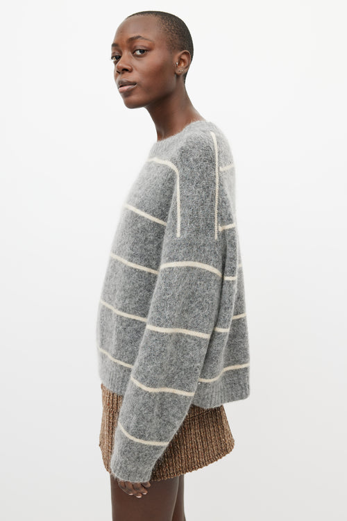 Acne Studios Grey 
Cream Wool Knit Striped Sweater