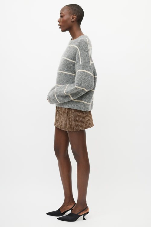 Acne Studios Grey 
Cream Wool Knit Striped Sweater