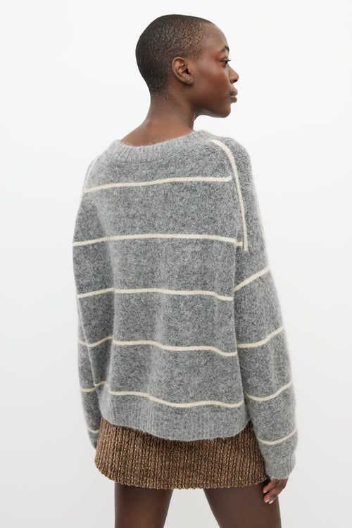 Acne Studios Grey 
Cream Wool Knit Striped Sweater