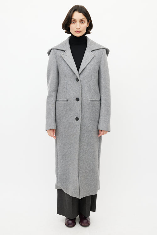 Acne Studios Grey Wool Hooded Coat