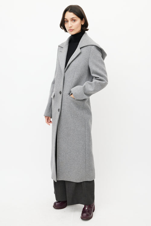 Acne Studios Grey Wool Hooded Coat