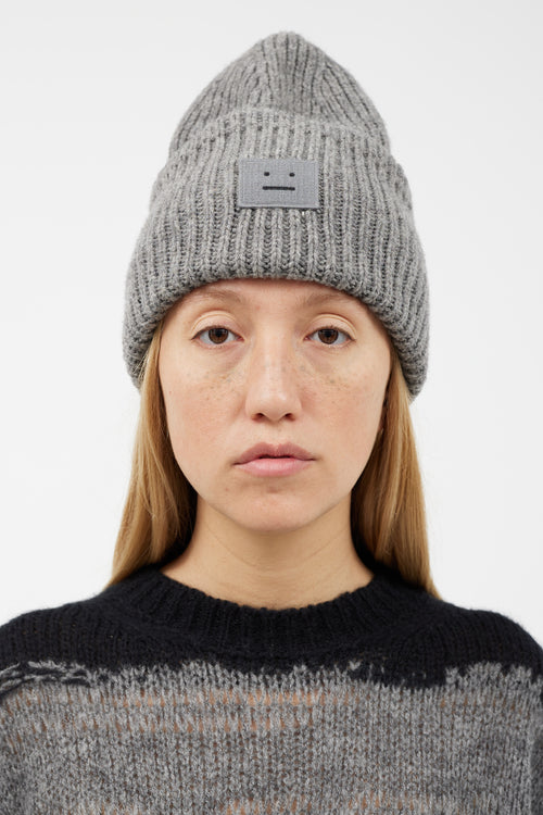 Acne Studios Grey Wool Knit Face Beanie