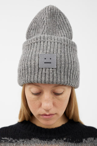 Acne Studios Grey Wool Knit Face Beanie