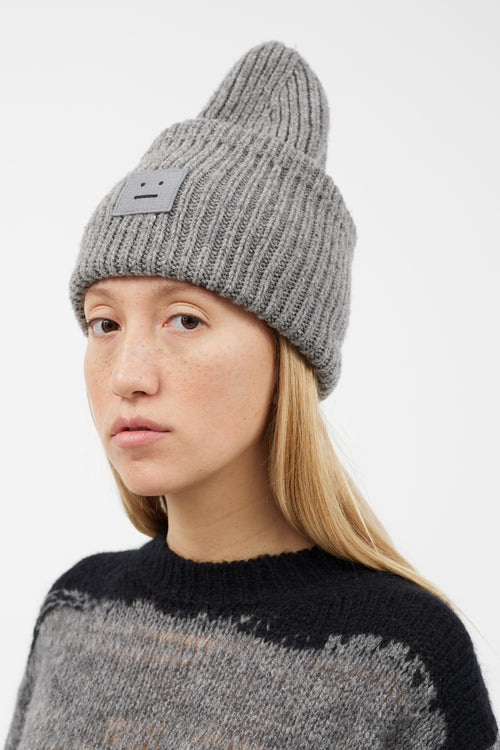 Acne Studios Grey Wool Knit Face Beanie