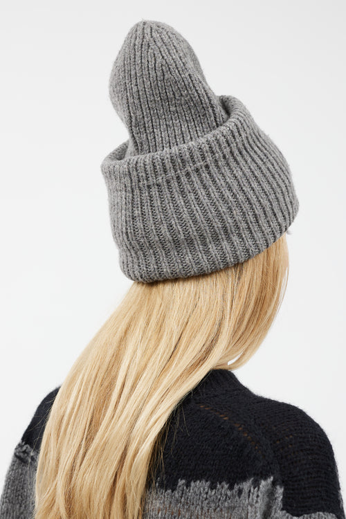 Acne Studios Grey Wool Knit Face Beanie