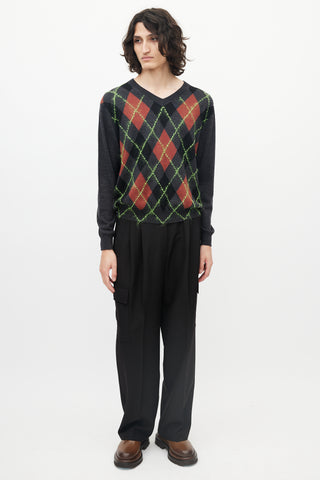 Acne Studios Grey 
Multicolour Wool Argyle Sweater