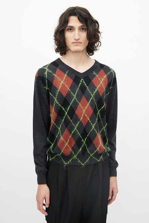 Acne Studios Grey 
Multicolour Wool Argyle Sweater