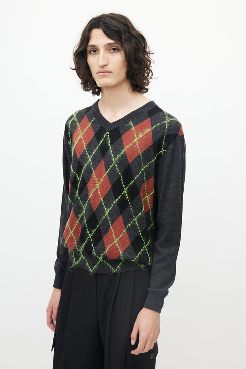 Acne Studios Grey 
Multicolour Wool Argyle Sweater