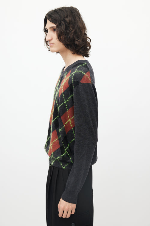 Acne Studios Grey 
Multicolour Wool Argyle Sweater