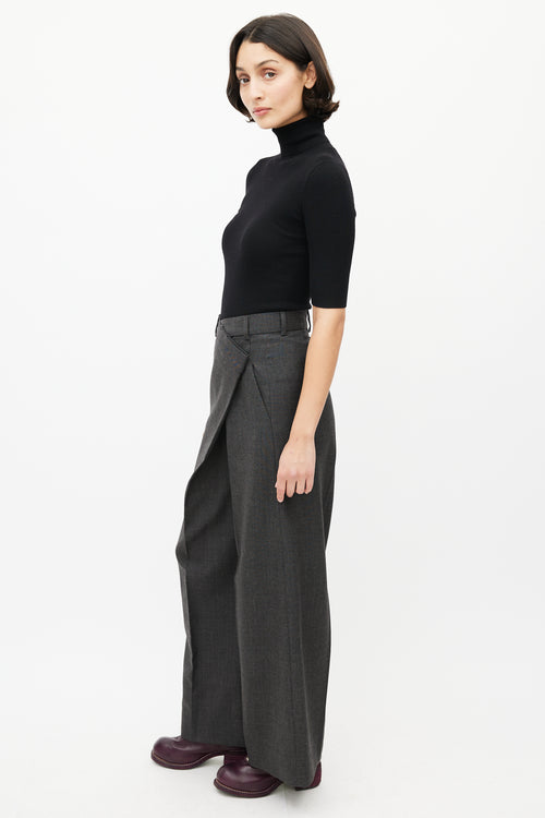 Acne Studios Grey Wool Wide Leg Wrap Trouser