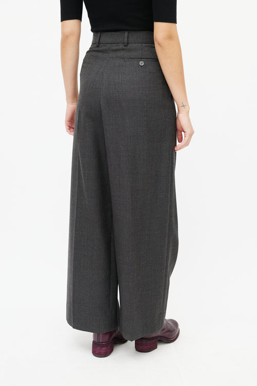 Acne Studios Grey Wool Wide Leg Wrap Trouser