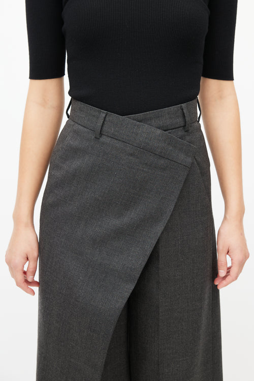 Acne Studios Grey Wool Wide Leg Wrap Trouser