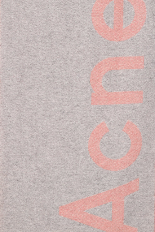 Acne Studios Grey 
Pink Wool Logo Scarf