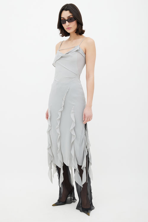 Acne Studios Grey Ruffled Tie Dress