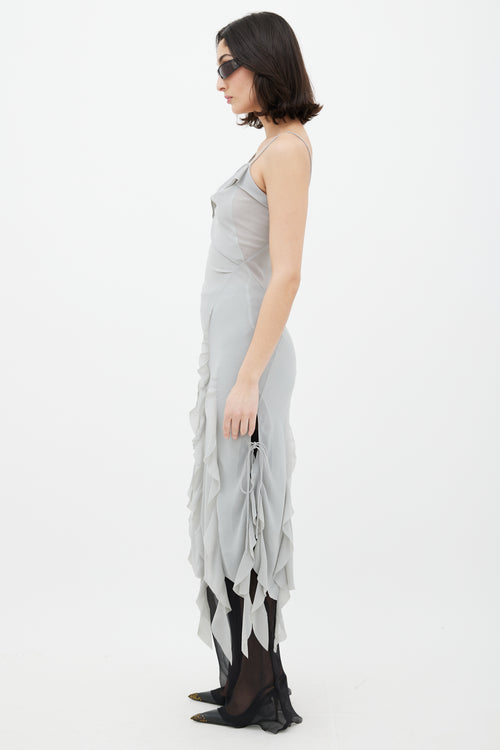 Acne Studios Grey Ruffled Tie Dress