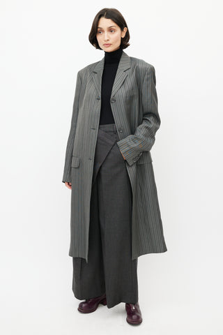 Acne Studios Grey 
Black Pinstripe Coat