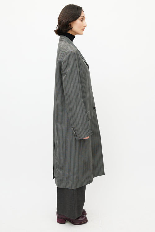 Acne Studios Grey 
Black Pinstripe Coat