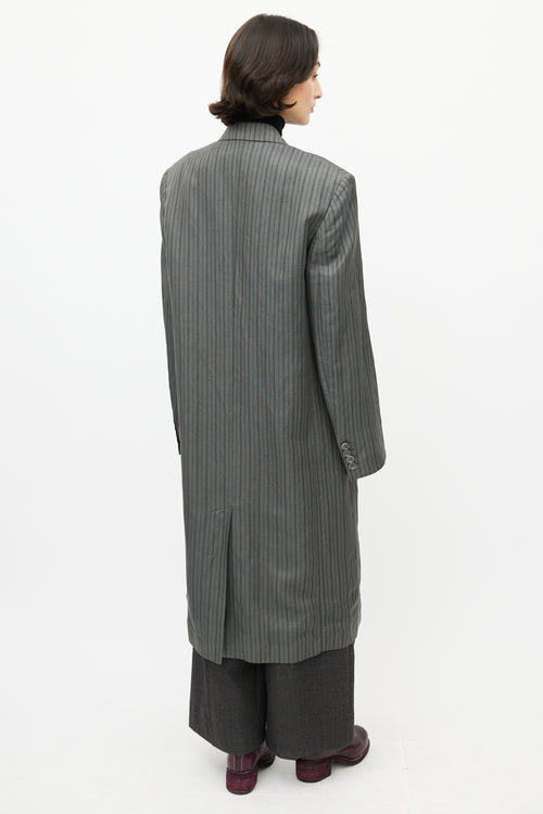 Acne Studios Grey 
Black Pinstripe Coat