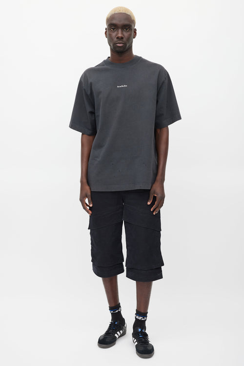 Acne Studios Dark Grey 
White Logo T-shirt