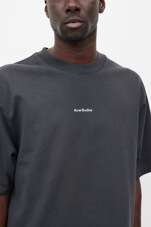 Acne Studios Dark Grey 
White Logo T-shirt