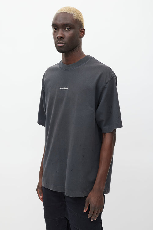 Acne Studios Dark Grey 
White Logo T-shirt