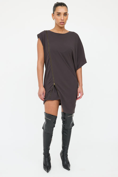 Acne Studios Grey Asymmetrical Zip Dress