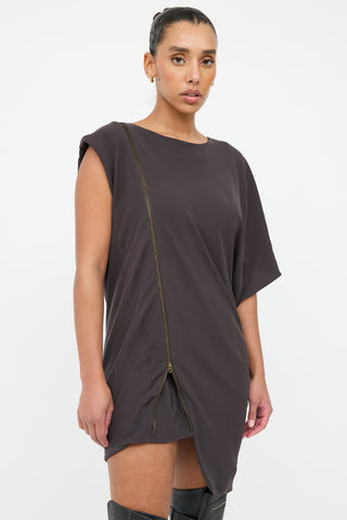 Acne Studios Grey Asymmetrical Zip Dress