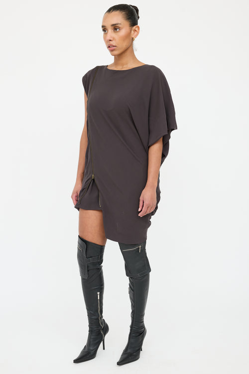 Acne Studios Grey Asymmetrical Zip Dress