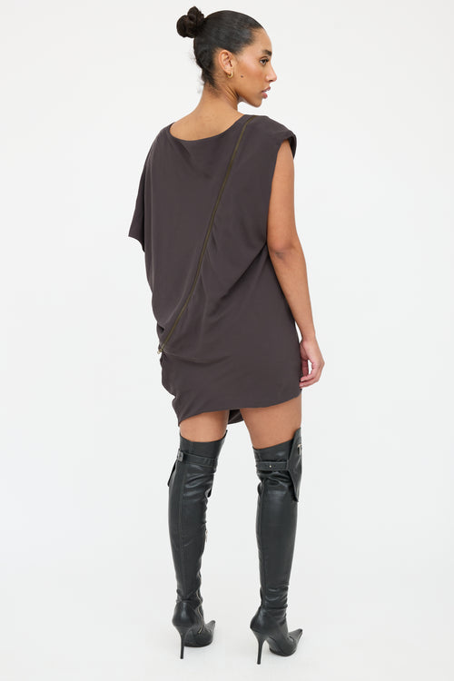 Acne Studios Grey Asymmetrical Zip Dress